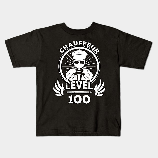 Level 100 Chauffeur Driver Gift Kids T-Shirt by atomguy